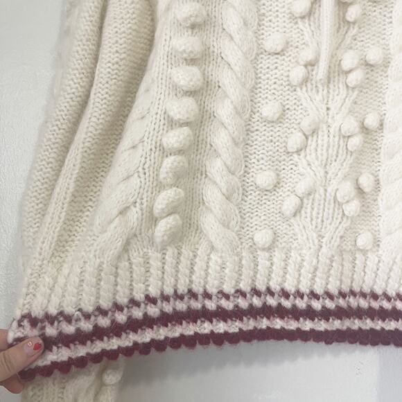 DOEN Rare Valentina Alpaca Peter Pan Collar Pom Pom Pullover Sweater Size XL - Picture 10 of 16